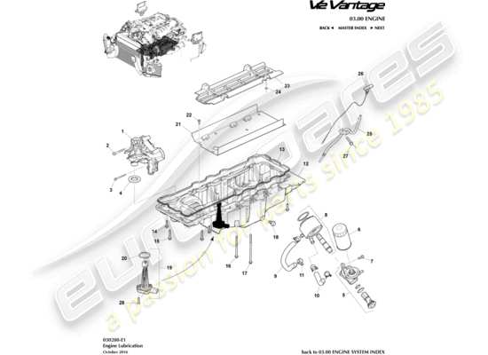 a part diagram from the Aston Martin V12 Vantage parts catalogue
