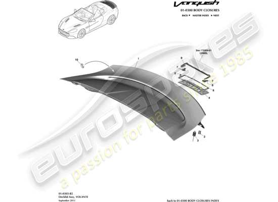 a part diagram from the Aston Martin Vanquish parts catalogue