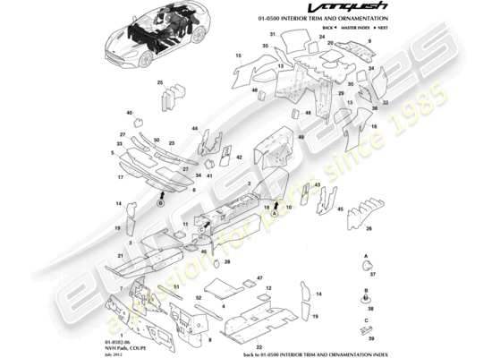 a part diagram from the aston martin vanquish (2018) parts catalogue