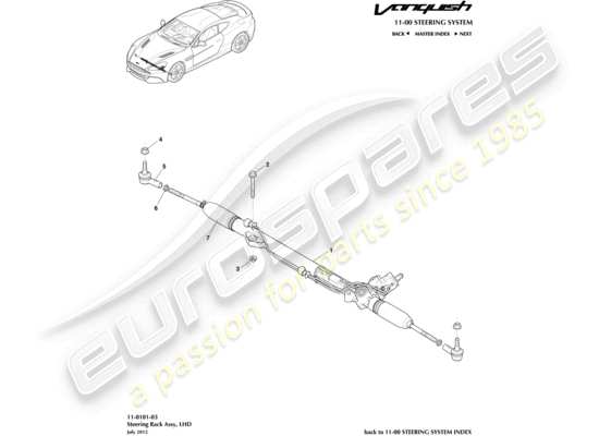 a part diagram from the aston martin vanquish (2015) parts catalogue