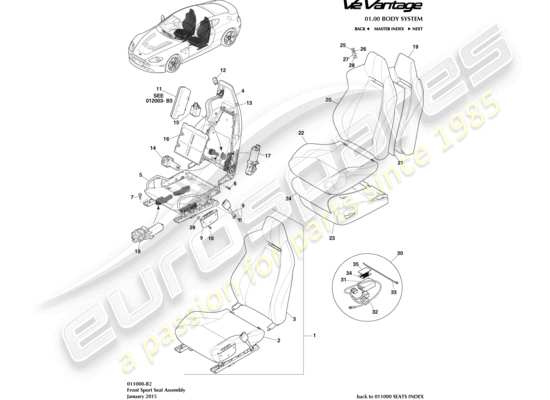 a part diagram from the aston martin v12 vantage (2012) parts catalogue