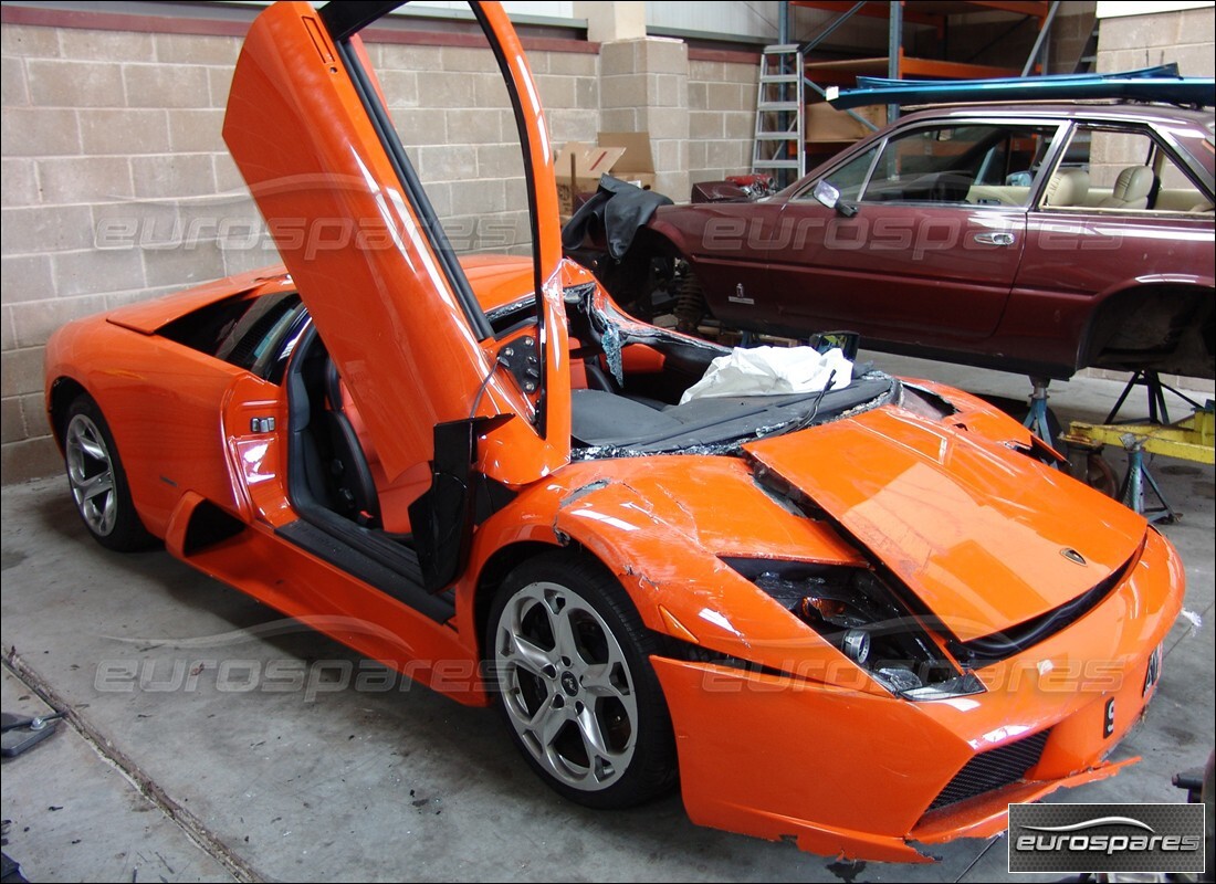 Lamborghini Murcielago Coupe (2003) getting ready to be stripped for parts at Eurospares
