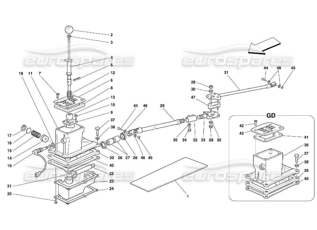 Ferrari 456 M GT/M GTA Outside Gearbox Controls -Not for 456M GTA Parts Diagram