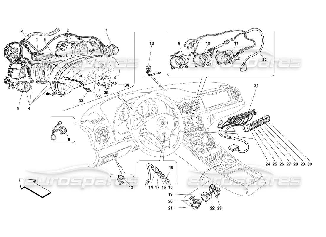 Ferrari 456 M GT/M GTA Instruments Parts Diagram
