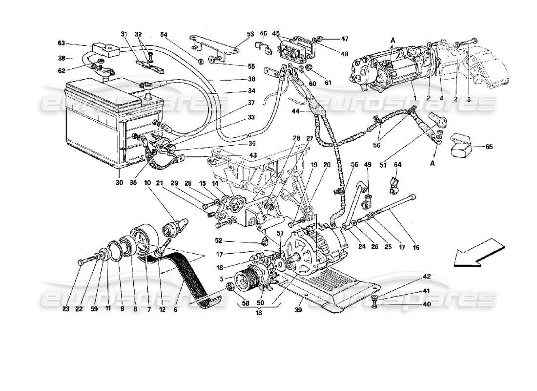 Ferrari Mondial 3.4 t Coupe/Cabrio Electric Generation System Parts Diagram