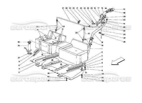 a part diagram from the Ferrari Mondial parts catalogue