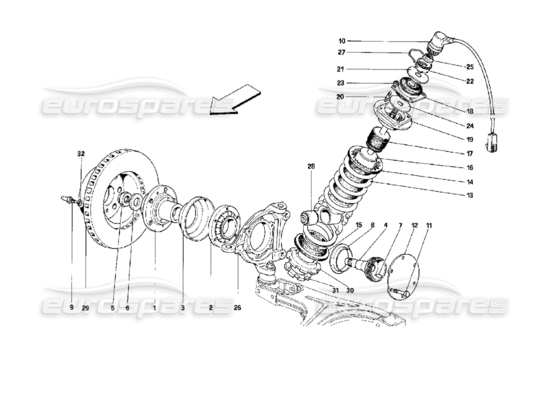 a part diagram from the Ferrari Mondial parts catalogue