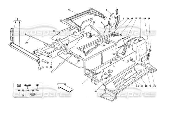 a part diagram from the Ferrari Mondial parts catalogue