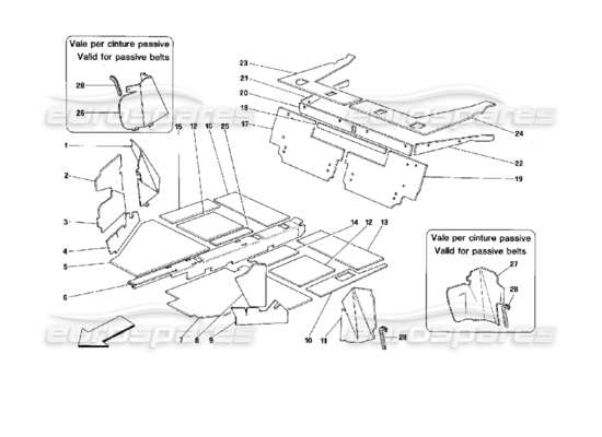 a part diagram from the Ferrari Mondial parts catalogue