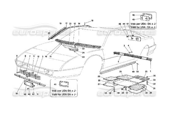 a part diagram from the Ferrari Mondial parts catalogue