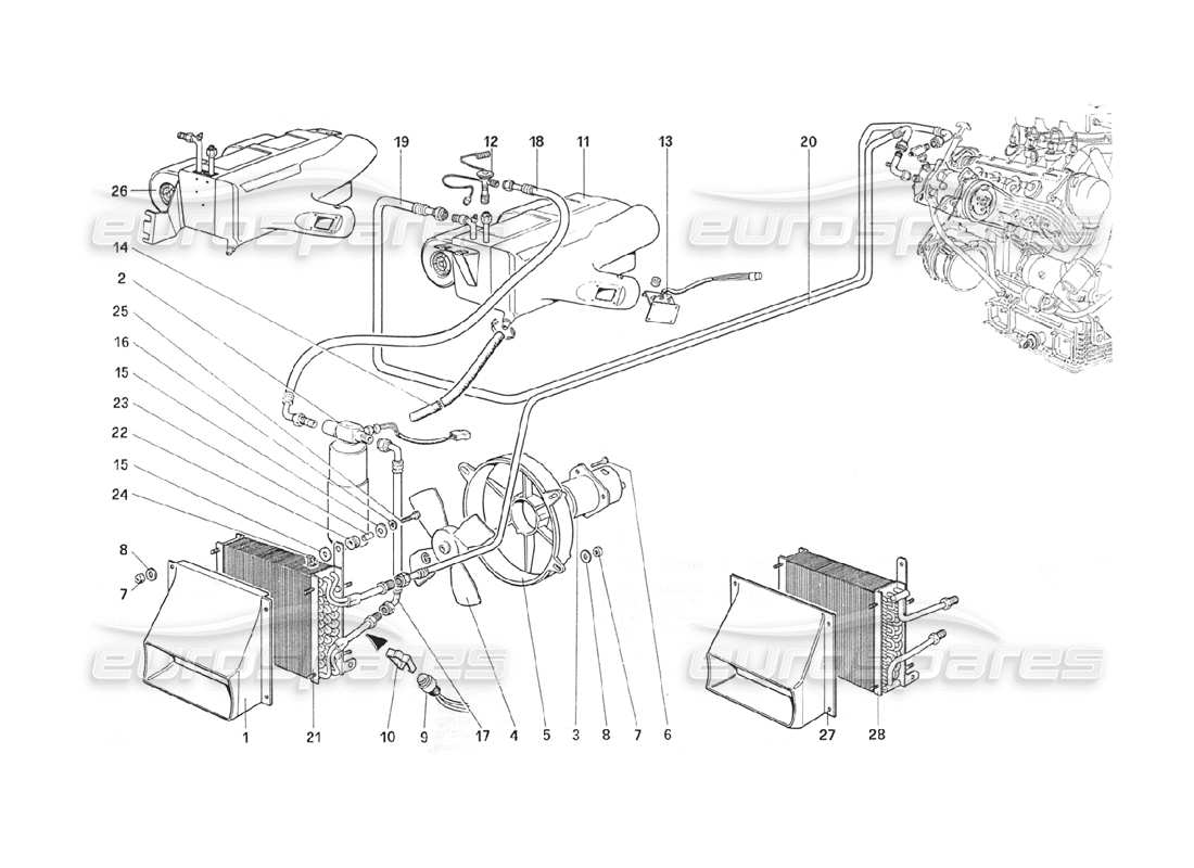 Ferrari 208 Turbo (1989) air conditioning system Parts Diagram