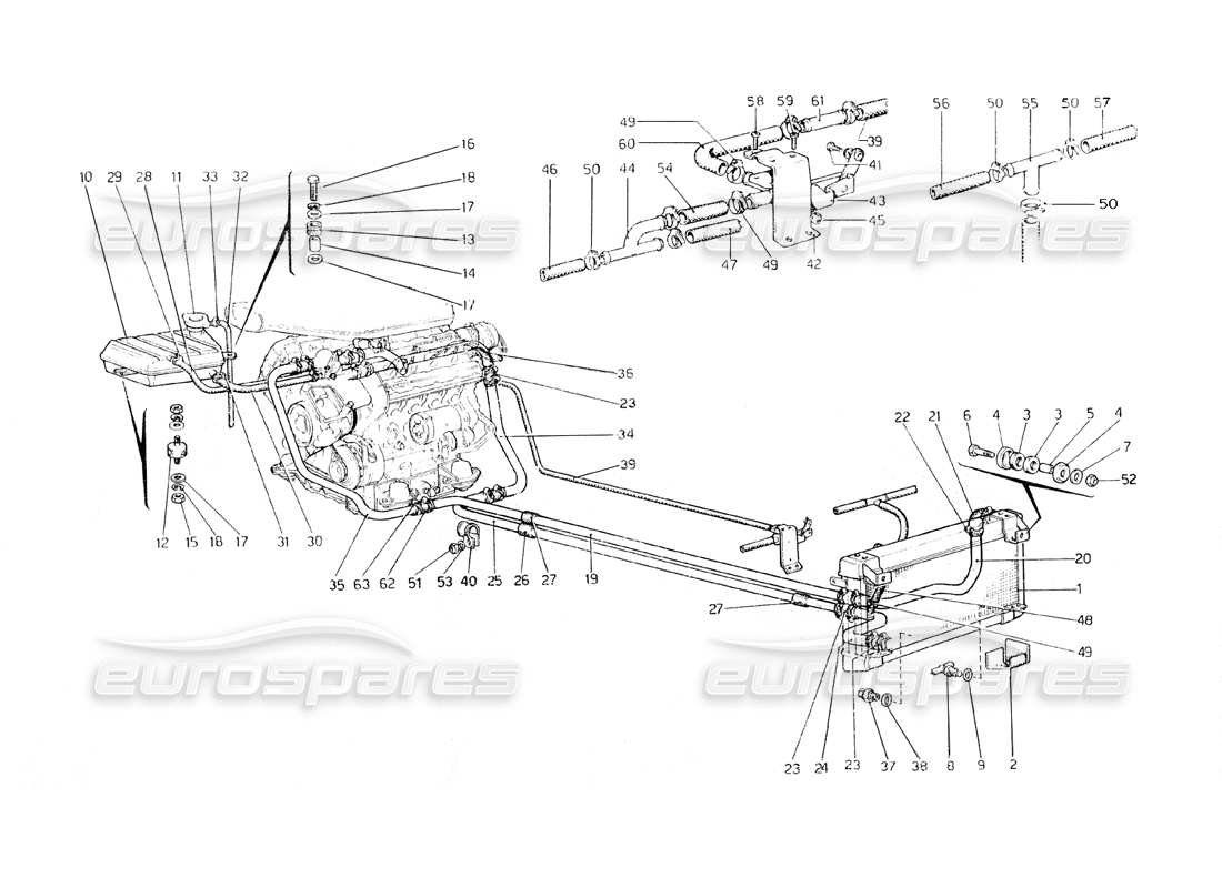 Ferrari 308 GT4 Dino (1979) Cooling System Parts Diagram