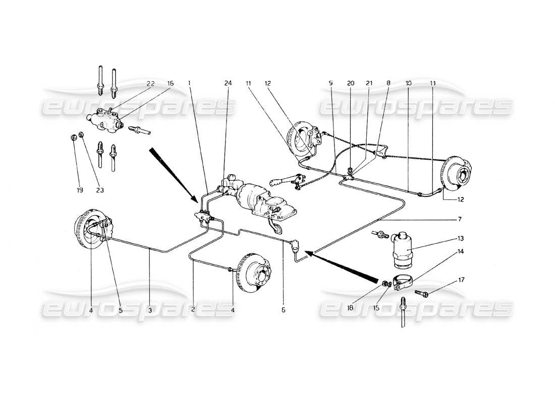 Ferrari 308 GT4 Dino (1979) Brake System Parts Diagram