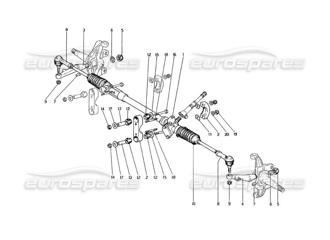 Ferrari 308 GT4 Dino (1979) Steering Box and Linkage Parts Diagram