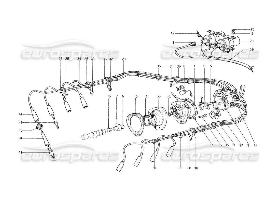 Ferrari 308 GT4 Dino (1979) engine ignition Parts Diagram