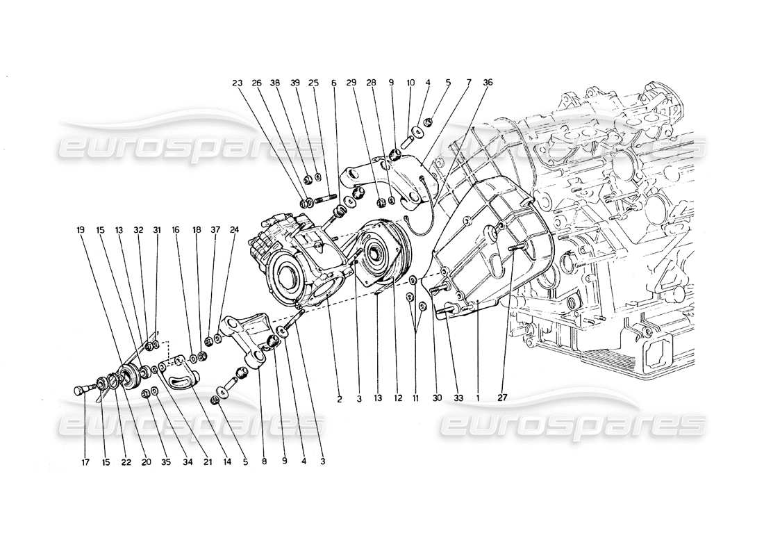 Ferrari 308 GT4 Dino (1979) Air Conditioning Compressor and Controls Parts Diagram