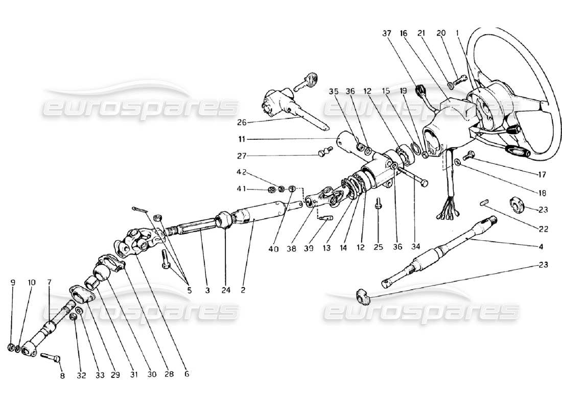 Ferrari 308 GTB (1976) Steering Column Parts Diagram