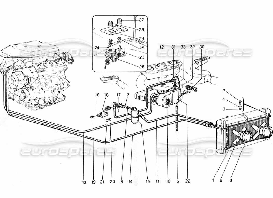 Ferrari 308 GTB (1976) air conditioning system Parts Diagram
