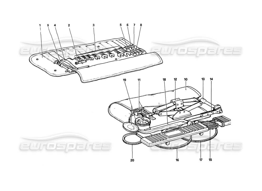 Ferrari 308 GTB (1980) Tool-Kit Parts Diagram