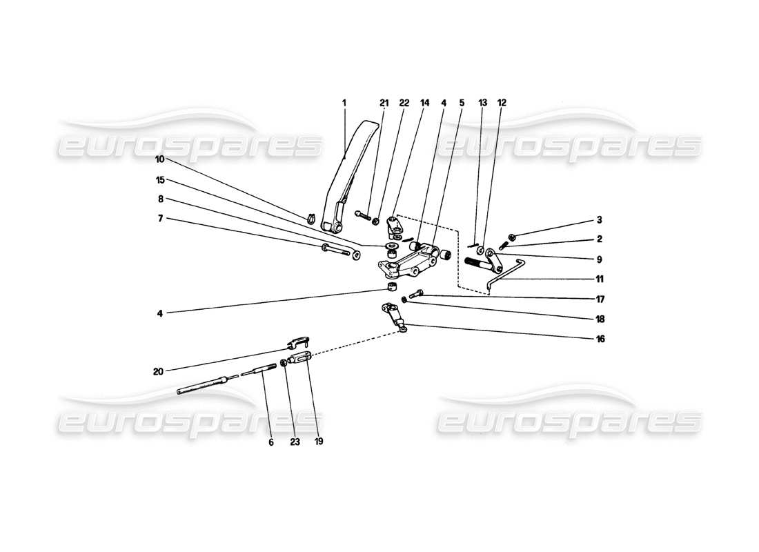 Ferrari 308 GTB (1980) throttle control (Variants for RHD Versions) Parts Diagram