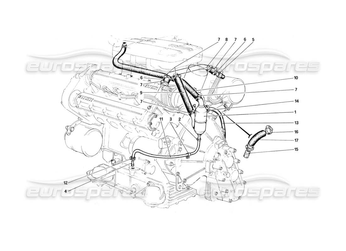 Ferrari 308 (1981) GTBi/GTSi Blow - By System Parts Diagram