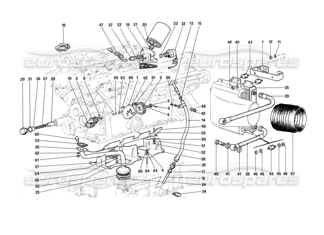 Ferrari 308 (1981) GTBi/GTSi Lubrication System Parts Diagram