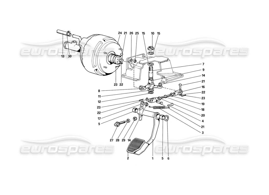 Ferrari 308 (1981) GTBi/GTSi Brake Hydraulic System (Variants for RHD Versions) Parts Diagram