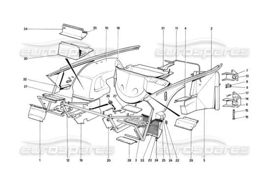 a part diagram from the Ferrari Mondial parts catalogue