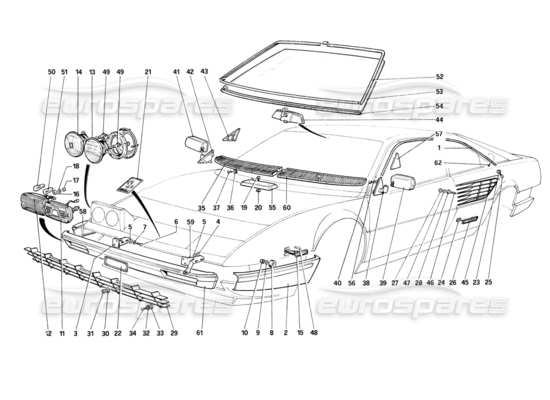 a part diagram from the Ferrari Mondial parts catalogue