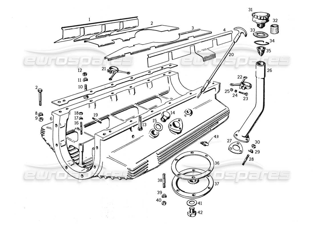 Ferrari 250 GTE (1957) OIL PAN Parts Diagram