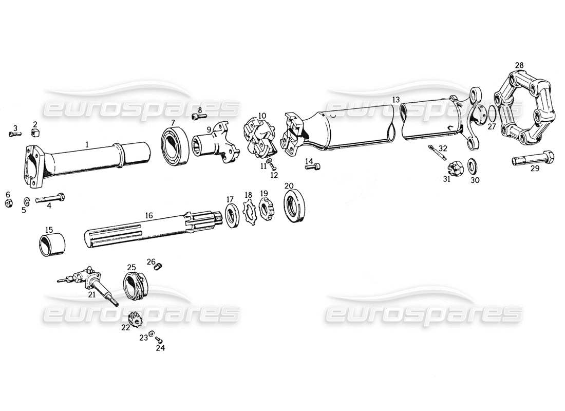 Ferrari 250 GTE (1957) TRANSMISSION Parts Diagram