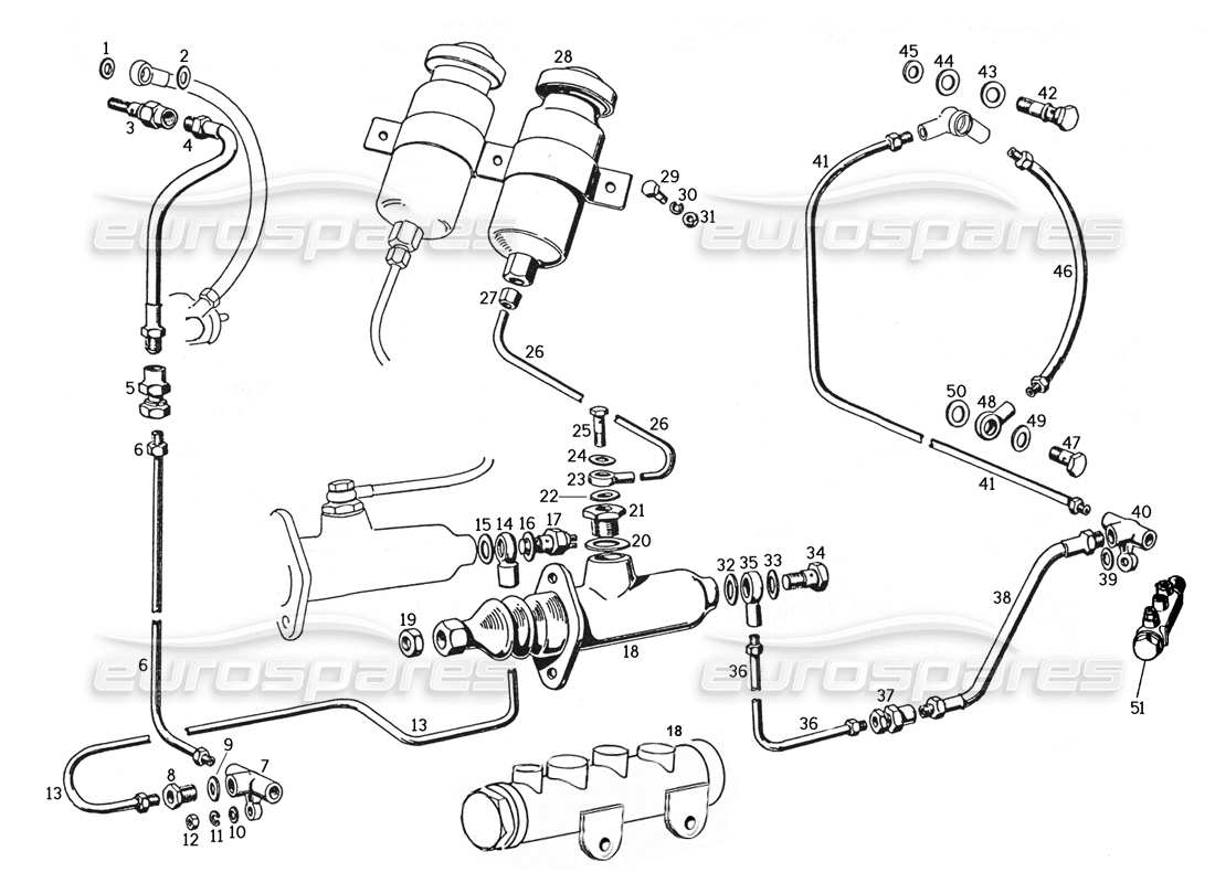 Ferrari 250 GTE (1957) Hydraulic Brake Control Parts Diagram