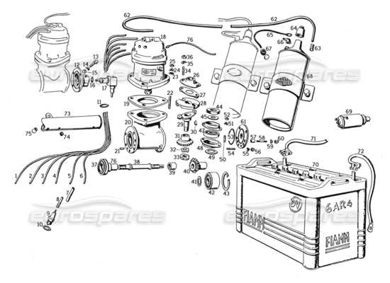 a part diagram from the Ferrari 250 parts catalogue