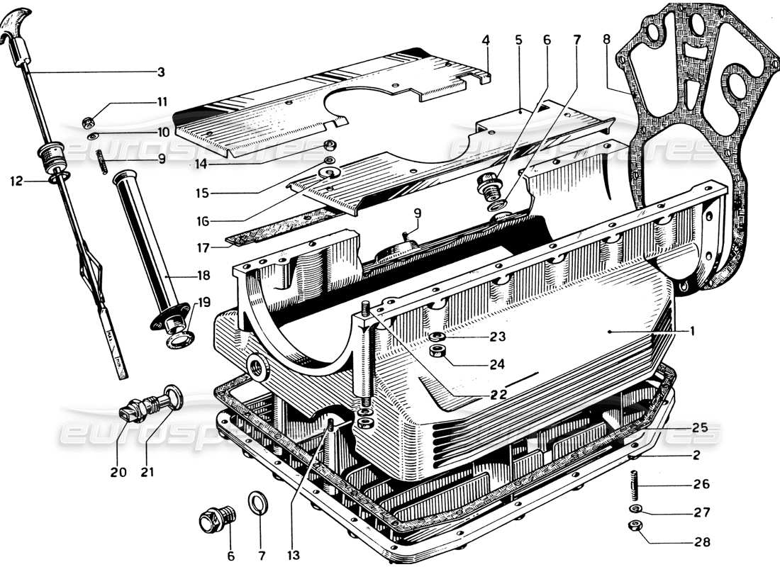 Ferrari 330 GTC Coupe oil sump Parts Diagram