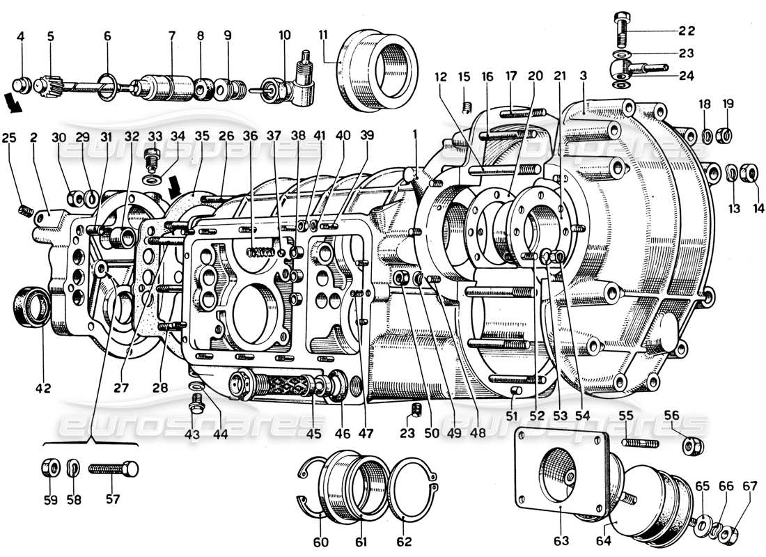 Ferrari 330 GTC Coupe Gearbox - Differential Parts Diagram