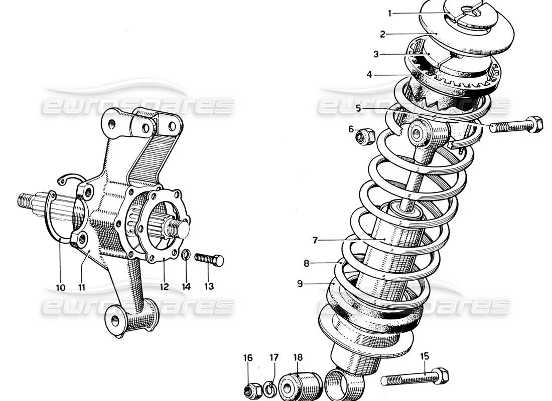 Ferrari 330 GTC Coupe Rear Suspension - Wheel Carrier Parts Diagram