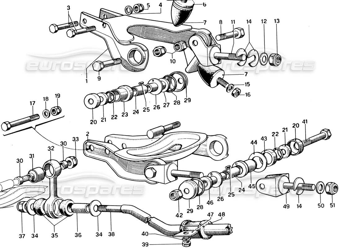 Ferrari 330 GTC Coupe Front Suspension - Wishbones Parts Diagram