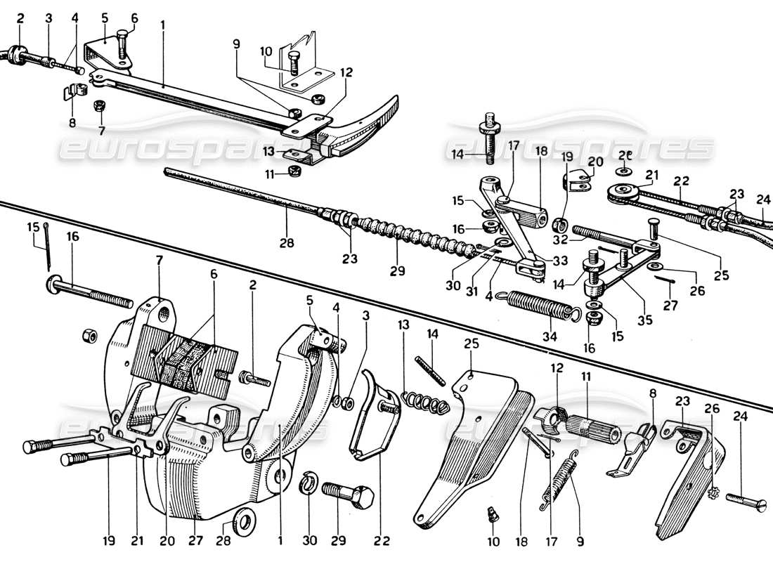 Ferrari 330 GTC Coupe Hand-Brake Control Parts Diagram