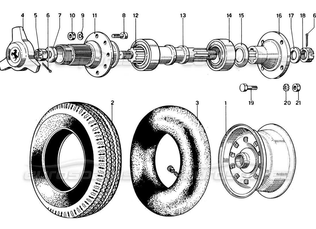 Ferrari 330 GTC Coupe wheels and tyres Parts Diagram