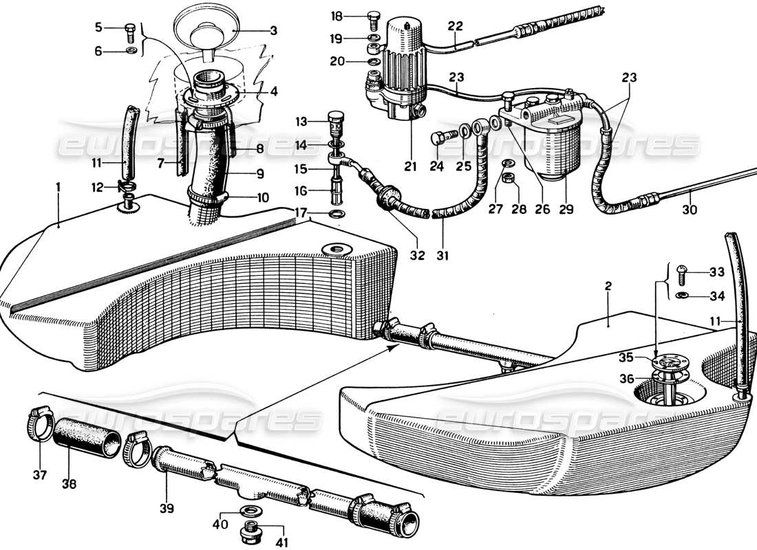 Ferrari 330 GTC Coupe FUEL TANK Parts Diagram
