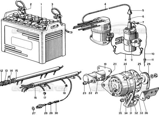 a part diagram from the Ferrari 330 and 365 parts catalogue