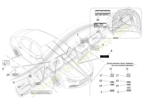 a part diagram from the Maserati Ghibli (2014-2016) parts catalogue