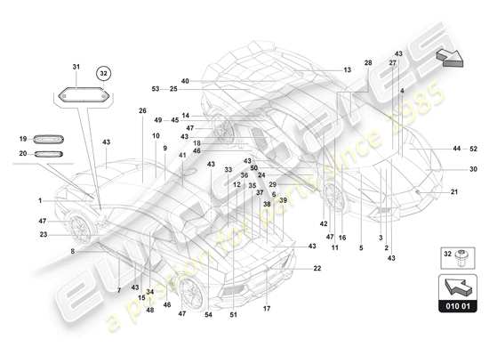 a part diagram from the Lamborghini Aventador Ultimae parts catalogue