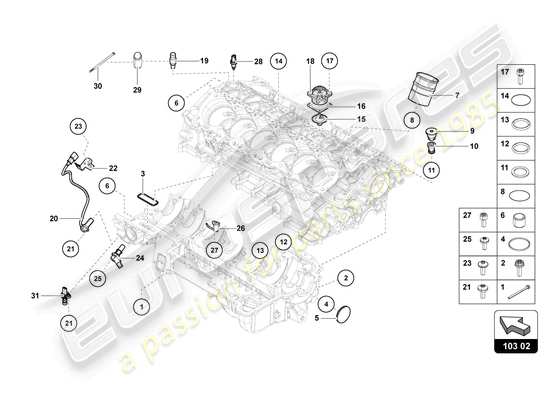 a part diagram from the Lamborghini Aventador Ultimae parts catalogue