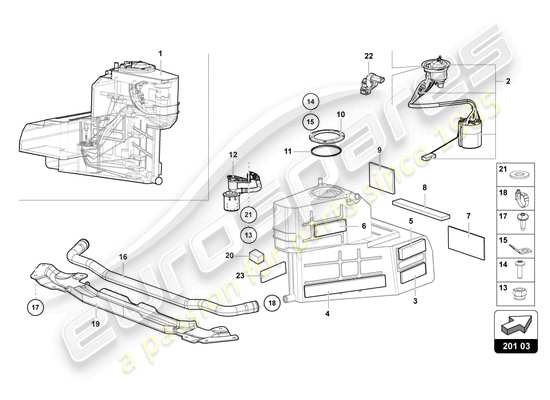 a part diagram from the Lamborghini Aventador Ultimae parts catalogue