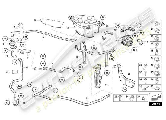 a part diagram from the Lamborghini Aventador Ultimae parts catalogue