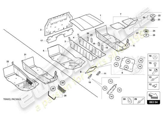 a part diagram from the Lamborghini Aventador Ultimae parts catalogue