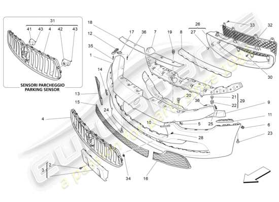 a part diagram from the Maserati Ghibli (2014-2016) parts catalogue