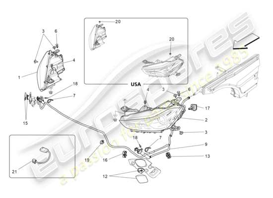 a part diagram from the Maserati Ghibli (2017 onwards) parts catalogue