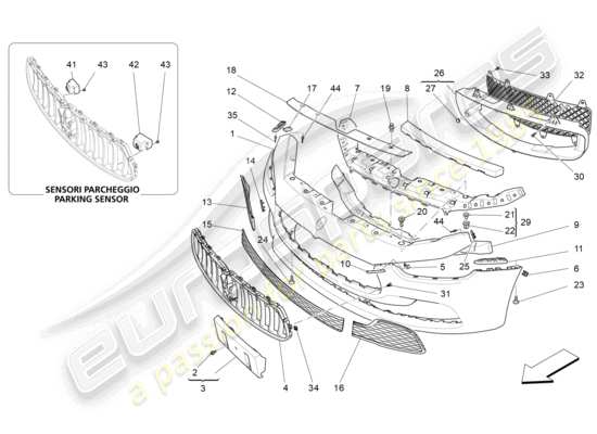 a part diagram from the Maserati Ghibli (2017 onwards) parts catalogue